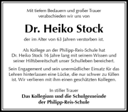 Nachruf Dr. Heiko Stock